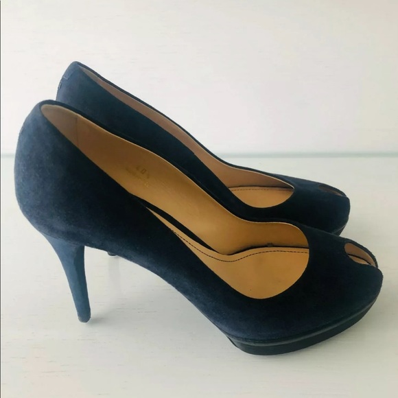 NEW TOD’S NAVY SUEDE PERP TOE PUMPS W DRIVER SOLE - Picture 2 of 6